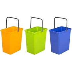Cubo Plástico Rectangular BranQ - Home essential Juego Universal de 3 cestas de separación de residuos con asa práctica de Material de BPA, Amarillo/Verde/Azul, Plástico Papel, 17,5x26x29 cm (LxBxH)