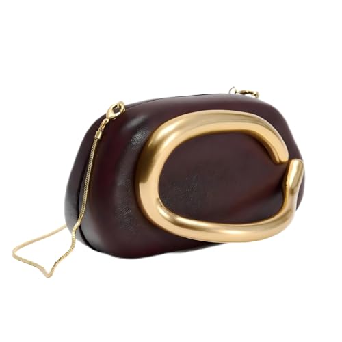 Image of Evening Acrylic Clutch Purses for Women Evening Handbags Crossbody Purse PU Leather with Gold Oval Accent