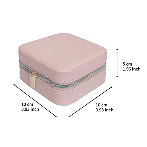 Image of Jewelry Case with Mirror, Small Travel Jewelry Organizer, Portable Mini Storage Box for Rings, Earrings, Necklaces, Gift for Mother Mom, Girl, Daughter, Sisters, Bridesmaids, Mother's Day Gift (Pink)