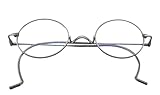 Circleperson Pure Titanium Eyeglasses Vintage round Cable temple Light Weight (Gunmetal, size 45-25 mm, Clear lens)
