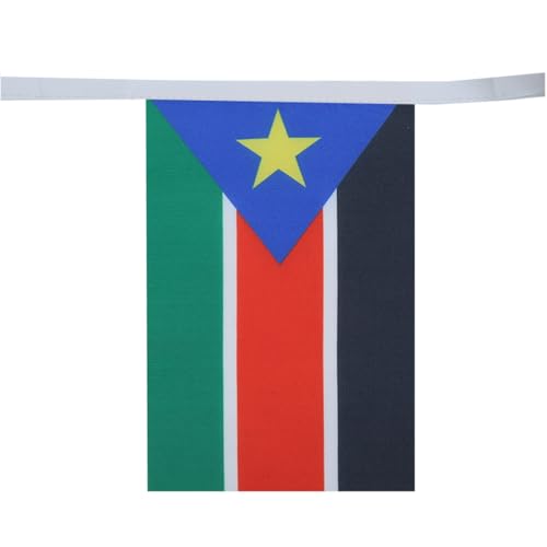 Image of AZ FLAG South Sudan 6 meters BUNTING Flag 20 flags 9'' x 6'' - South Sudanese STRING flags 15 x 21 cm