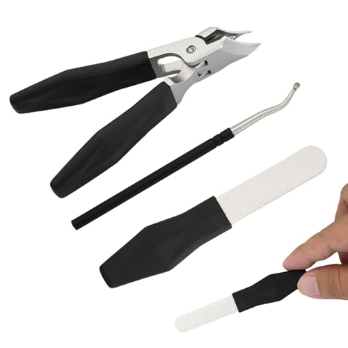 Set di tagliaunghie spesse – Set di 3 pezzi con becco smussato, forbici affilate per unghie dei piedi, unghie incarnite e anziani, resistente cura delle unghie (nero)