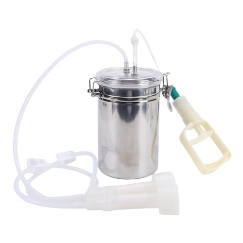 Ziegenmelkmaschine, 2L Manuelle Melkmaschine Ziegenmelkgerät mit Edelstahlflasche, Schafkuh-Handvakuumpumpe Ziegenkuhmelkmaschine