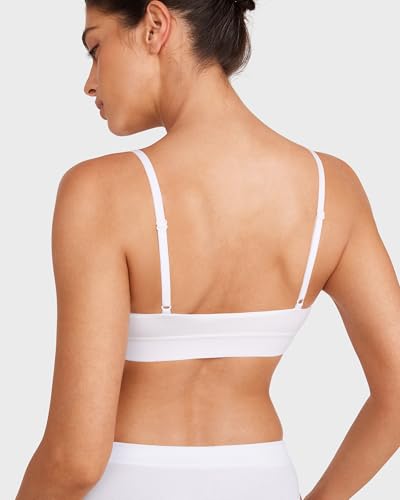 Image of INLYRIC Women's Cotton Bralette - Wireless Unlined Sleep Comfortable Seamless Cami Bra