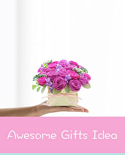 Image of BAZIMA DIY Felt Flower Art Craft Kit - Felt Rose and Lavender Kit, Floral Gifts - Arrange Pre-Cut Flowers and Foliage