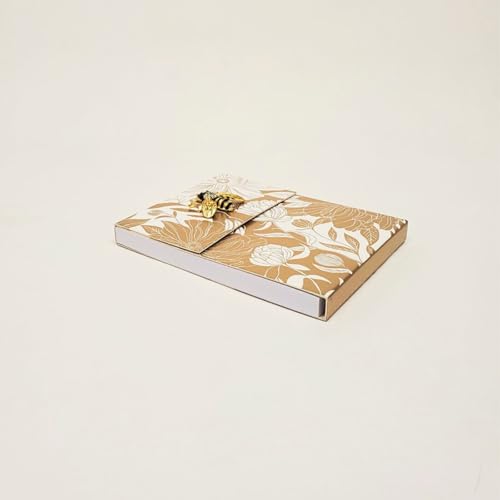 Image of Punch Studio Flip-Top Notepad For Daily Notes or Notes on-the-go, with Magnetic Closure, Brooch Embellishment, Gold-Foil Accents & 75 Illustrated Sheets, 5 inch x 3.75 inch - White Dahlias (50440)