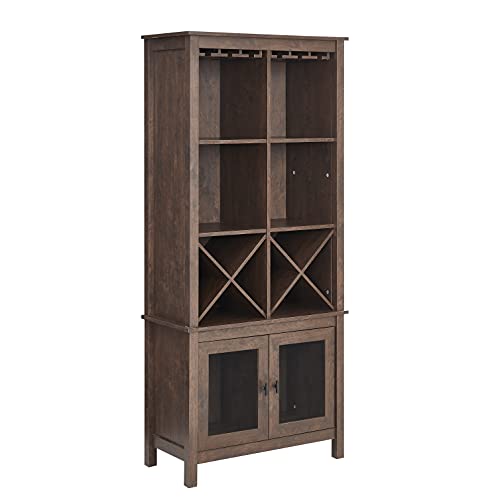 Home Source Jill Zarin Mahogany Bar Cabinet Bookshelf With Glass Doors #TOP1
