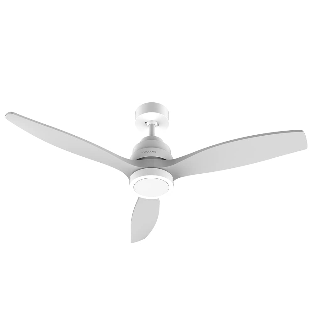 Cecotec Ventilador de Techo con Mando a Distancia y Temporizador EnergySilence Aero 5200 White Design. 40W, Diámetro 132 cm, Motor DC, Luz LED, 6 Velocidades, Función invierno, Blanco/Aspas Grises