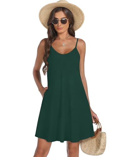 Image of elescat Womens Summer Dresses Spaghetti Strap V Neck Casual Sleeveless Sundress Beach Cover Ups with Pockets 2026