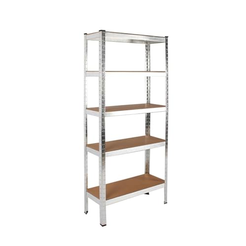 Panana Étagère de Rangement à 5 Niveaux, Rayonnage Metallique, Capacité 875 KG, Planches Réglables, Style Industriel pour Garage Atelier Cuisine Salon (Argent, 30 x 70 x 150 cm)