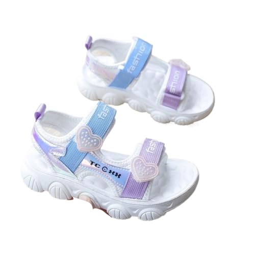 Girls' 2025 Summer Casual Sandals with Cushioned Sole, Breathable Cloth Upper & Adjustable Straps, Cartoon Pattern Beach Shoes for Kids