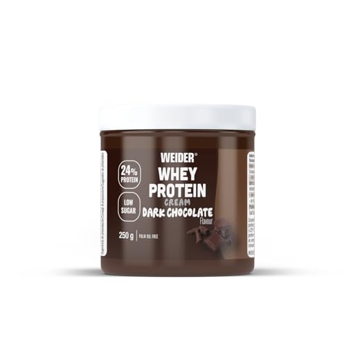 Weider Whey Protein Cream (250g) Sabor Chocolate Negro, Crema de untar con 24% de Proteínas, con Proteína de Suero de Leche, Sin Azúcar Añadido, Sin Aceite de Palma