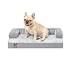 KSIIA Washable Dog Bed Medium Size Dog U-Shaped Bolster Pet Couch with Removable Waterproof Cover, Non-Slip Bottom and Egg-Crate Orthopedic Foam Pet Bed, 35 x 22 Inch, Gray