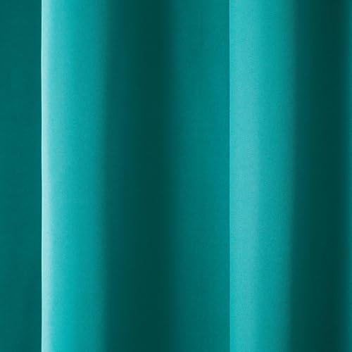 TOWN & COUNTRY BASICS Cabana Solid Heavyweight Indoor Outdoor Curtains, Light Filtering Opacity with Grommet Top, Water Repellent, 2-Pack Set, 54"x120", Teal by TOWN & COUNTRY BASICS - Image 5