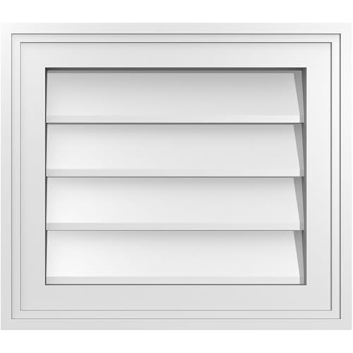 16"W x 14"H Rectangle Surface Mount PVC Gable Vent: Non-Functional, w/ 1-1/2" x 2" Brickmould Frame