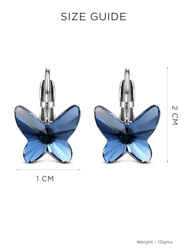 Yellow Chimes Earrings for Women and Girls Crystal Earrings for Women | Silver Rose Gold Plated Butterfly Shaped Earrings | Birthday Gift for Women Anniversary Gift for Wife... - Image 4