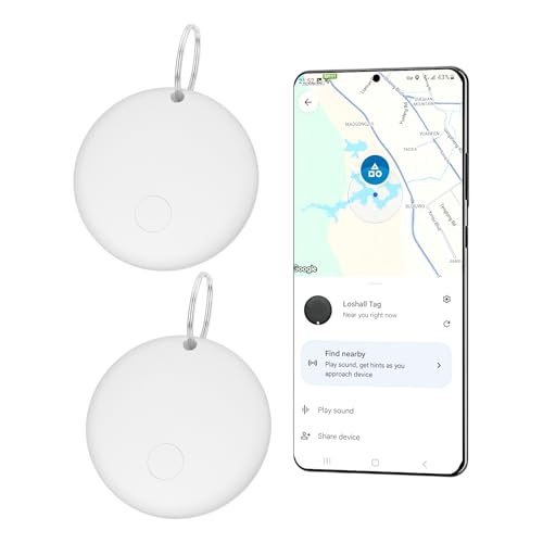 eirix Smart Air Tag for Android, Google Android Tag Tracker Work with Google Find My Device (Find Hub), Key Finder/Luggage Tracker/Item Locator, 2 Pack White