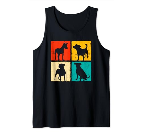 Jack Russel Terrier Silueta Retro Dueño de Perros Amante de los Perros Camiseta sin Mangas