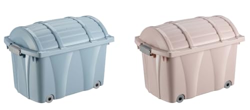 Solent Plastics Large Wheeled Lidded Pirate Chest Toy Box (Blue)