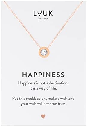 LUUK LIFESTYLE Gioielli donna, collana con ciondolo a forma di Cuore | Elefante | Infinito | Ginkgo | Quadrifoglio e biglietto regalo HAPPINESS, regalo da donna, portafortuna, oro, argento, rosé LUUK LIFESTYLE Gioielli donna, collana con ciondolo a forma di Cuore | Elefante | Infinito | Ginkgo | Quadrifoglio e biglietto regalo HAPPINESS, regalo da donna, portafortuna, oro, argento, rosé