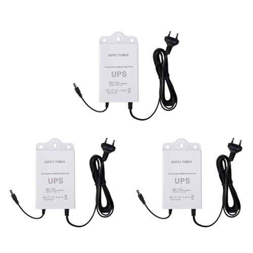 Umsoxhy 3X Gruppo di Continuità 12V-2A per WiFi, Router, Modem, Telecamera di Sicurezza Mini UPS Protezione di Backup per Batteria Spina UE