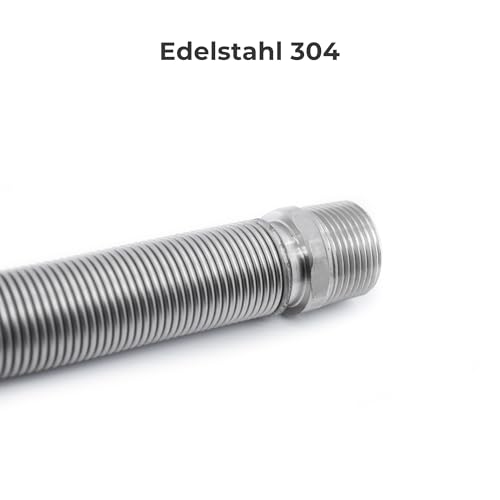 VANCOCO Edelstahl-Flexrohr 3/4 Zoll DN20 Wellrohr Ausziehbar Flexibles Anschlussrohr Längenverstellbar von 200-400 mm Universelles Verbindungsrohr