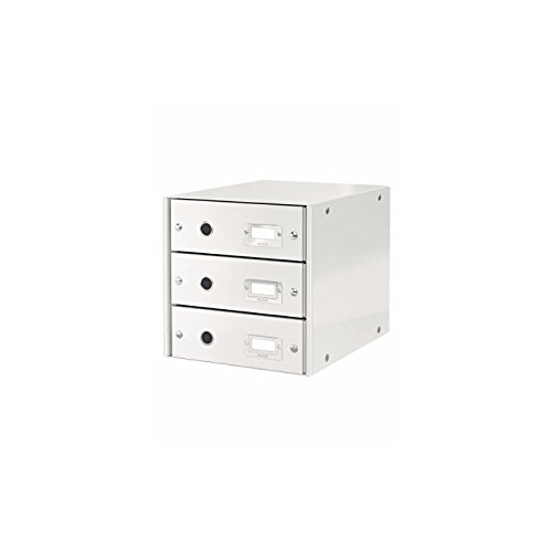 Lot de 3 Bloc 3 tiroirs Click & Store, format A4, en PP, coloris blanc perlé