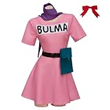 Willyacos Anime Bulma Cosplay Costume Pink Dress Outfit Suit with Accessories for Women Adult (Pink, L)