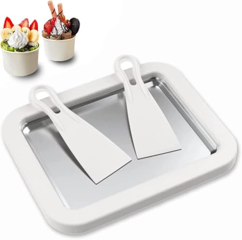 Image of Instant Ice Cream Roll Maker Cold Plate with 2 Spatulas - Stainless Steel DIY Ice Cream Roller Pan for Homemade Rolled Ice Cream, Frozen Yogurt, Gelato & Sorbet