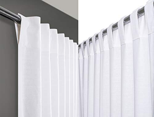 Livingroom Curtains 2 Panel Sets 50X108 Inch White In Textured Slub Cotton,Bathroom Window Curtains,White Curtains 108",Cotton Curtains,Tab Top Curtains & Drapes,Curtains,Farmhouse Curtains,Neutral #TOP5