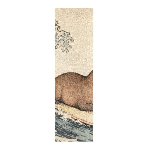 BCFHRGT Cinta de agarre japonesa para patineta a prueba de desgarros, con olas de mar, surf, marmota, accesorios para patineta, 33 x 9 pulgadas, cinta de agarre para patinaje