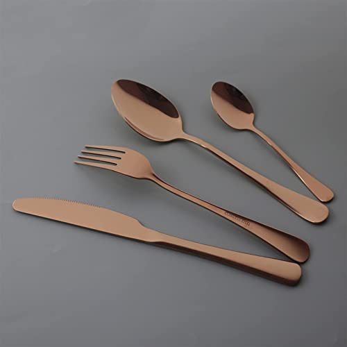 Ensemble de vaisselle en acier inoxydable bicolore avec couteaux fourchettes cuillères - 7