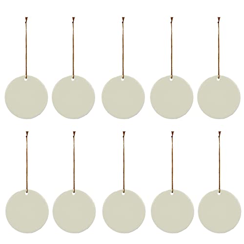 Sublimation Blank Christmas Ornament 3 Inch Round White Ceramic Hanging Baubles Christmas Decorations Disc Circle(25)
