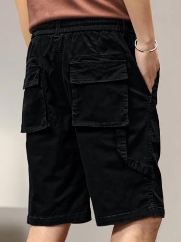 Image of Leriya Fashion Men Cotton Cargo Shorts | Lightweight Shorts Pant for Men | Elastic Waist with Drawstring | Casual Summer Cargo Short's for Man with Pockets