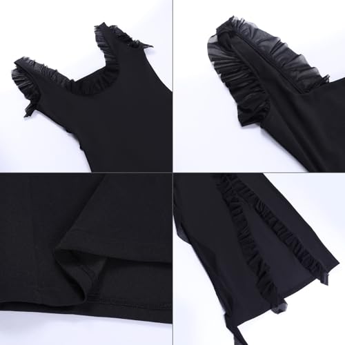 Image of Lossarye Women's High Slit Ruffle Bodycon Maxi Dress Wide Strap Square Neck Backless Wedding Party Prom Dress