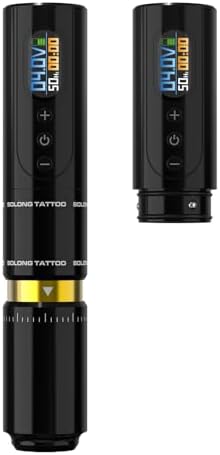 Rotary Tattoo Pen Machine, Digital LED Display, 2 Fast‑Charging Batteries for Tattoo Artists, Black SL‑M2‑E97‑1