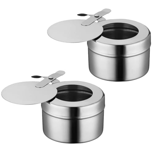 2Pcs Stainless Steel Chafing Dish Fuel Holder with Lid for Buffets, Barbecue, Parties - Convenient Handle, Efficient Heat Distribution, Hides Fuel Canisters