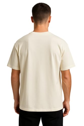 Image of VEL Plain Oversized 100% Pure Heavy Cotton Baggy Fit Drop Shoulder Half Sleeves Round Neck Solid Cotton T-Shirt for Men
