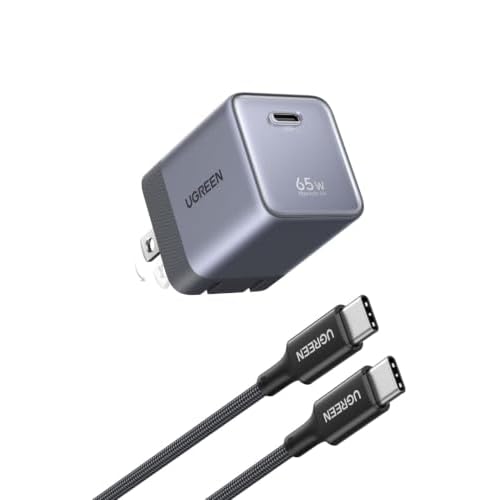 UGREEN Nexode Air 65W USB C GaN Charger Block with 3.3ft Cable, Black