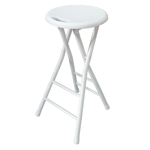60/70 CM Taburete de Bar Alto Plegable, Asiento de Mostrador de Plástico con Asa y Reposapiés, Taburete de Desayuno...