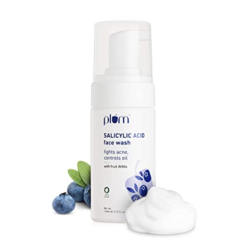 Plum 1% Encapsulated Salicylic Acid Foaming Face Wash With Glycolic Acid, Fruit AHA’s & Blueberry Extracts | Fights Acne, Blackheads & Breakouts | For Men & Women | Sulphate-Free | 100% Vegan | 110 Ml For Rs. 146