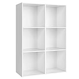 [page_title]-Homfa Bücherregal Regal mit 6 Fächern Raumteiler Standregal Büroregal Aktenregal Ordnerregal, weiß