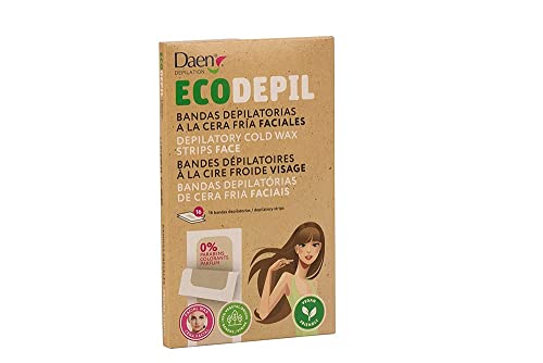 DAEN Bandas depilatorias faciales cera fría ecológicas 16 uds