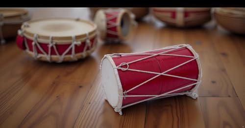 image for The Great Indian Bazaar Small 10 x 6 Inch Compact Dholak Drum Set, Han