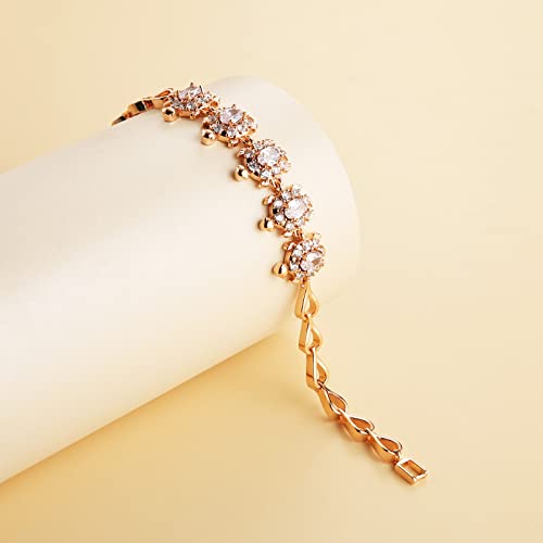 Hzman 14K Gold Plated Silver Tennis Bracelet For Women Girls Cubic Zirconia Turtles Bracelets Animals Fashion Link Bracelet Jewelry Gift (Rose Gold) #TOP2