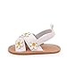 Yibubu Baby Girl Sandals Soft Sole First Walker Shoes Non Slip Toddler Summer Sandals Adjustable Strap Infant Walking Shoes Ruffle Bow Baby Dress Sandals for 0-18 Months (4214WT, Infant, Women, 6 Months, Age, US Footwear Size System, Medium)