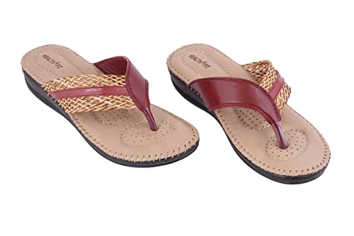 Image of HEALTH FIT Soft Orthopedic Slippers /Doctor Chappal & Footwear with Memory Foam Women Cherry
