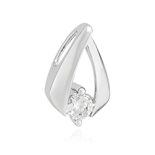 Pendentif goutte zirconium blanc en argent 925 brillant massif modèle NKlaus 13553