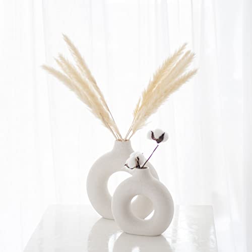 Image of CEMABT Vases for Pampas Grass,Creative Vase Modern Home Decor,Handmade Vase White Ceramic Dried Flowers Craft Ornaments for Office Home Decoration