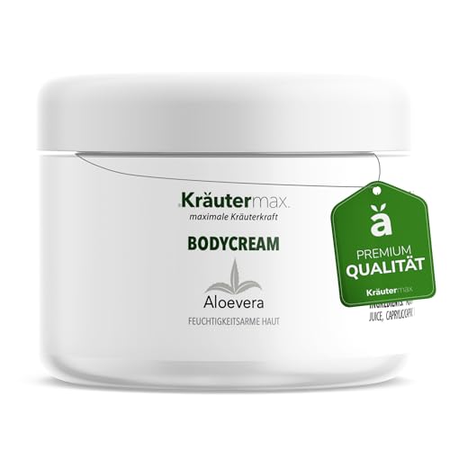 Kräutermax Aloe Vera Creme 250 ml – Feuchtigkeitsspendende Bodylotion für den Körper – Hautpflege mit Aloe Vera Gel – Schnell Einziehende Pflegecreme